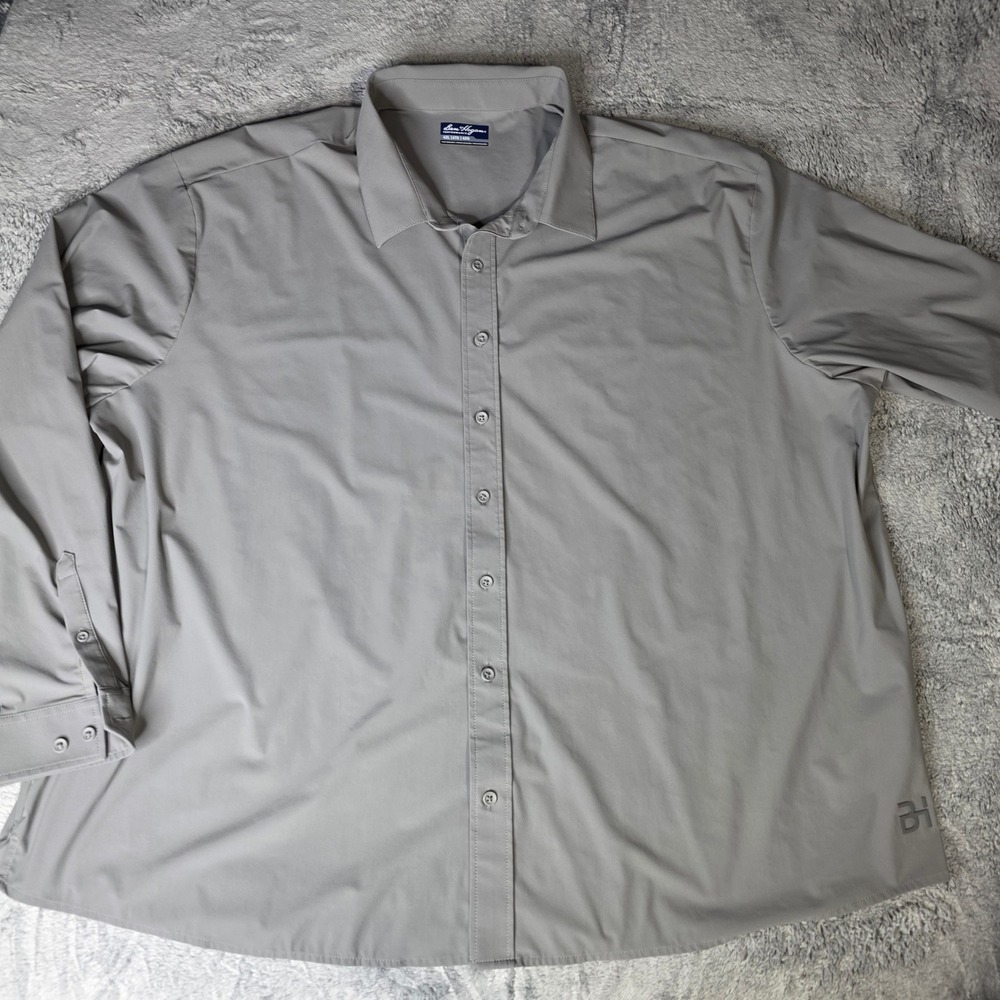 Ben Hogan Mens 4XL Performance‎ Button Up Shirt Gray Long Sleeve Stretch Golf